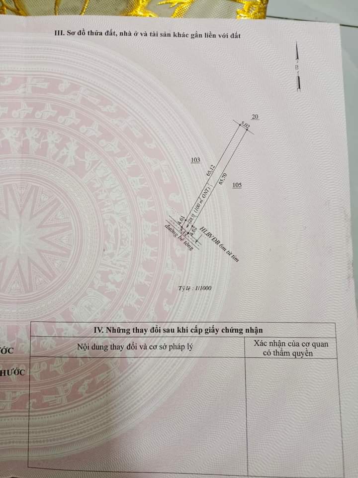 Bán đất xã An Khương giá 210tr dt 5×69×100tc
