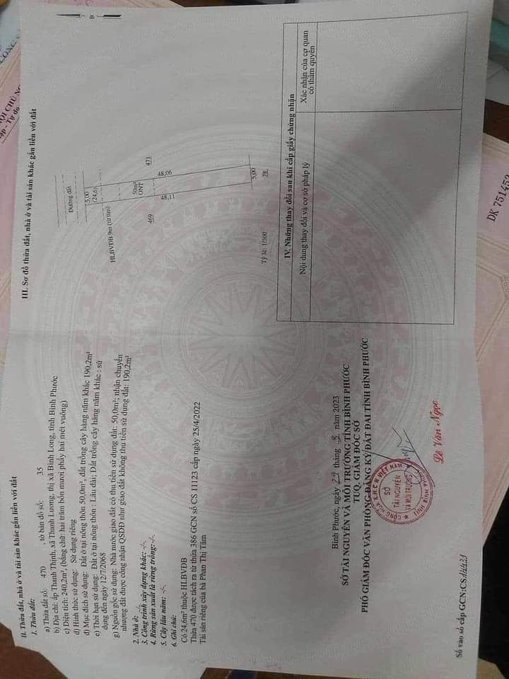 Bán đất xã Thanh Lương giá 235tr dt 5×48×50tc