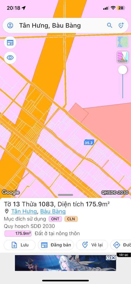 Bán đất Tân Hưng giá 850tr dt 5*35*100tc