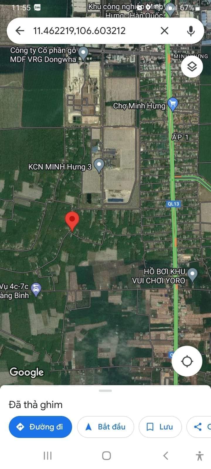 Bán đất kp4 phường Minh Hưng giá 570tr dt 5×61
