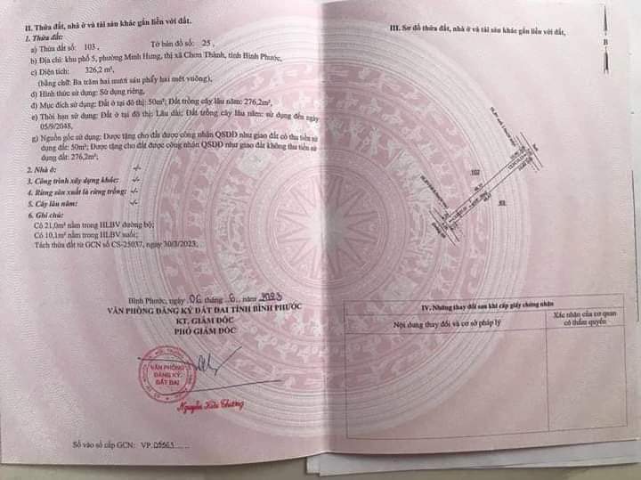 Bán đất kp5 phường Minh Hưng giá 410tr dt 5×65