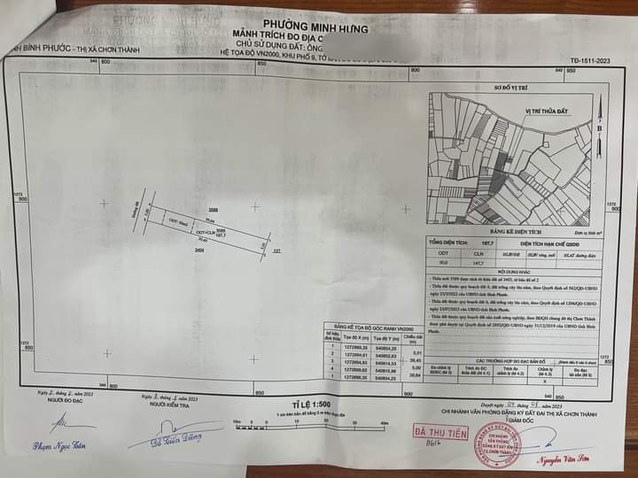 Bán đất kp9 phường Minh Hưng giá 450tr dt 5x40x50 tc
