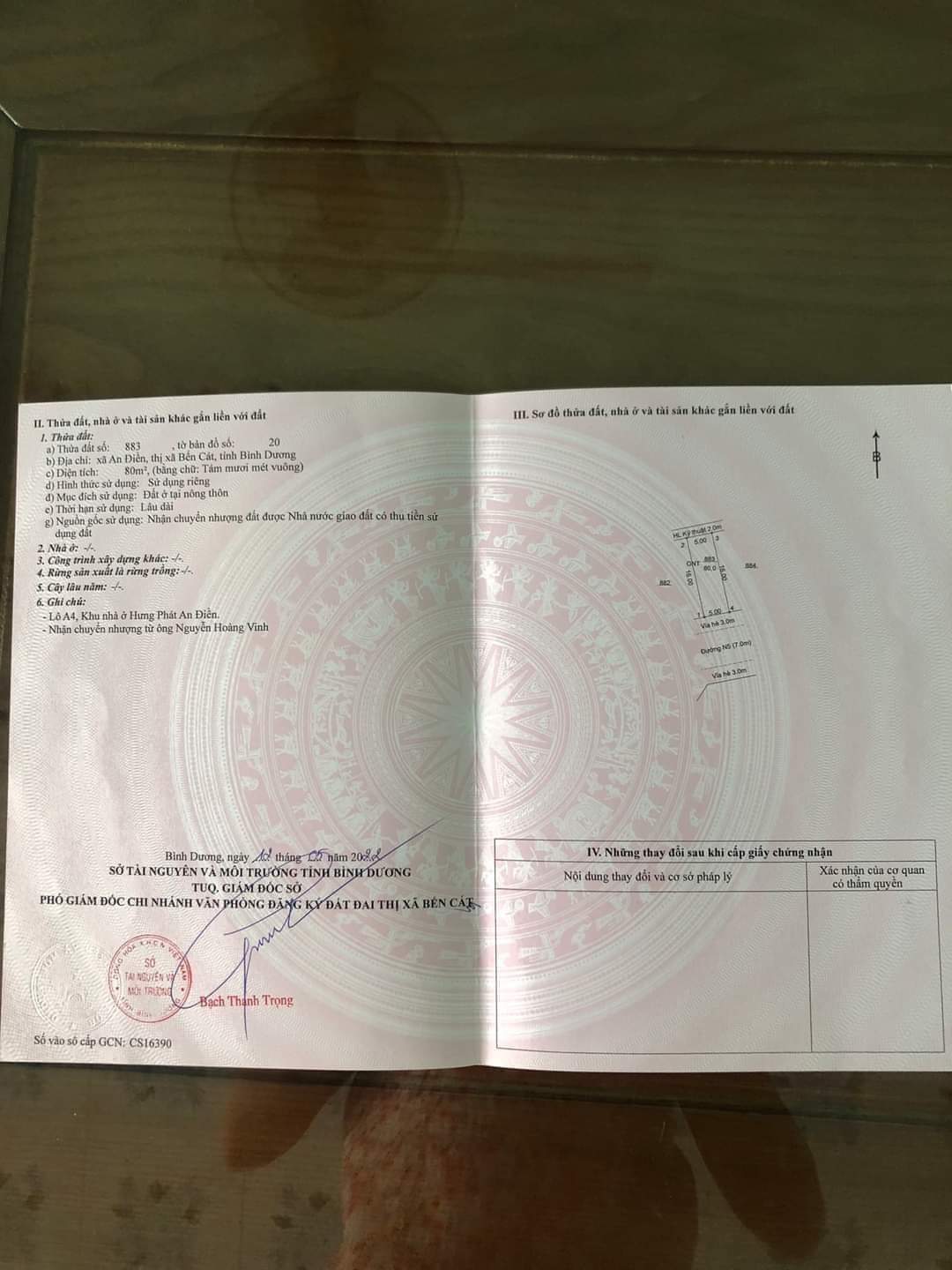 Bán đất An Điền giá 900tr dt 5*16