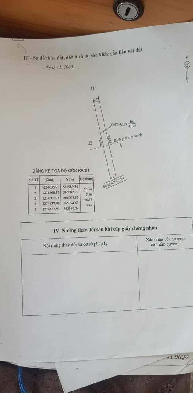 Bán đất phường Tiến Thành giá 1tỷ550 dt 5,5×75×100tc