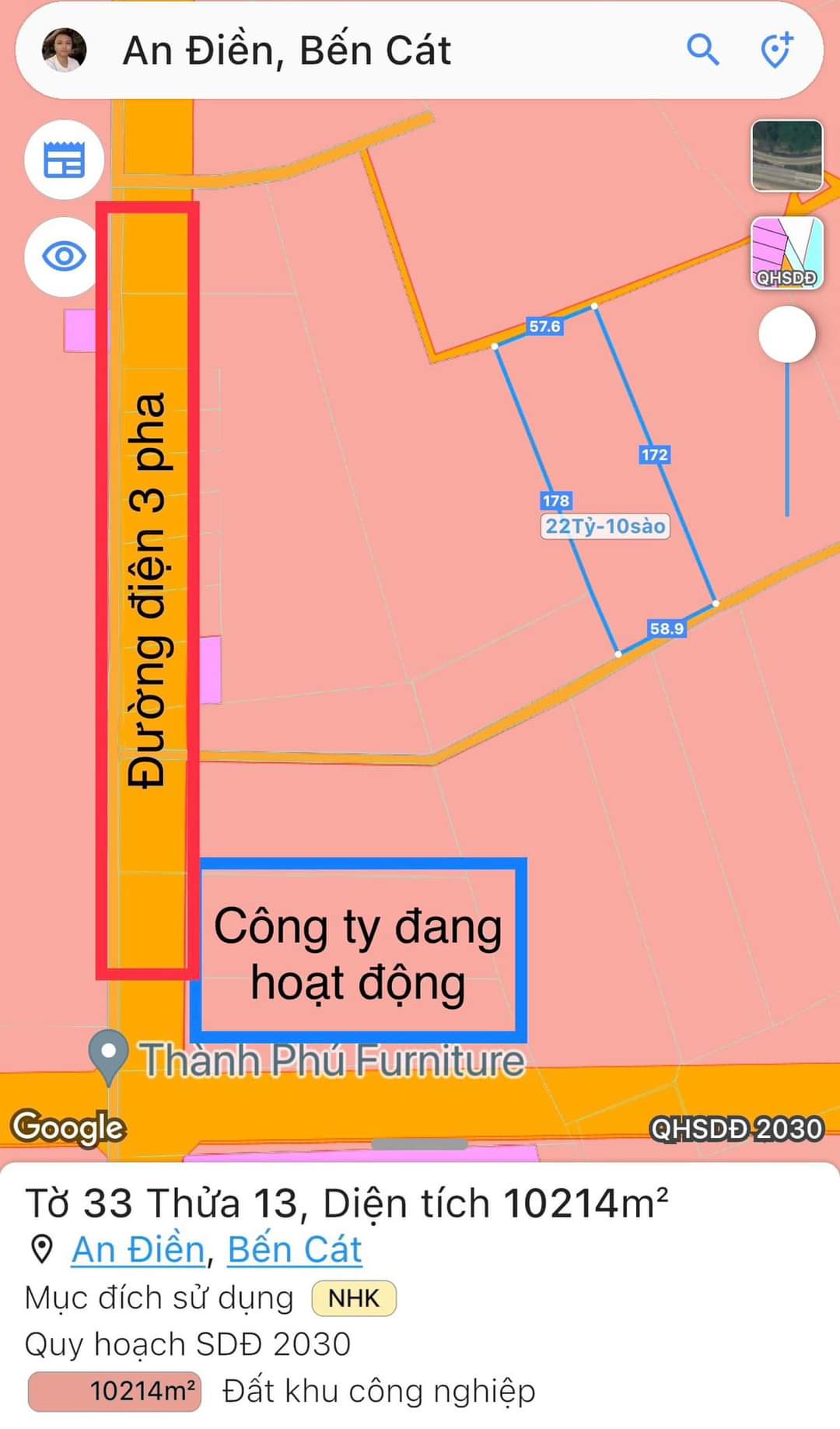 Bán đất An Điền giá 22tỉ dt 10000m2