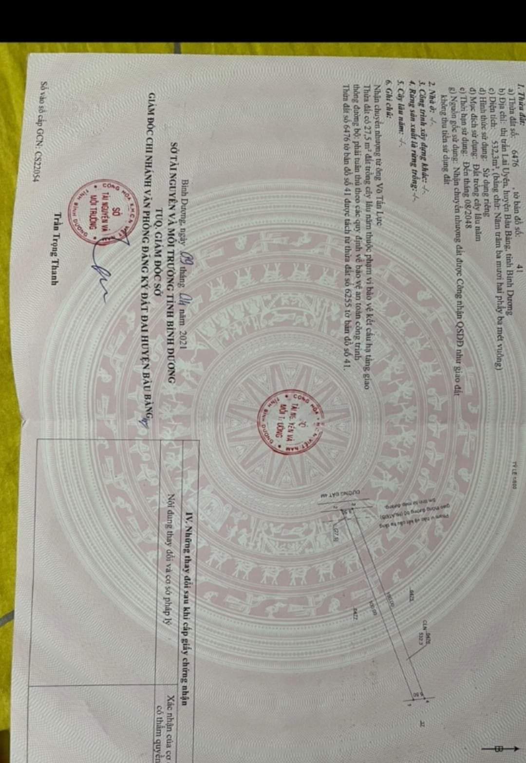 Bán đất Lai Uyên giá 850tr dt 5,5*100