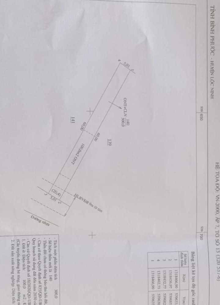 Bán đất xã Lộc An giá 250tr dt 5x60x100 tc