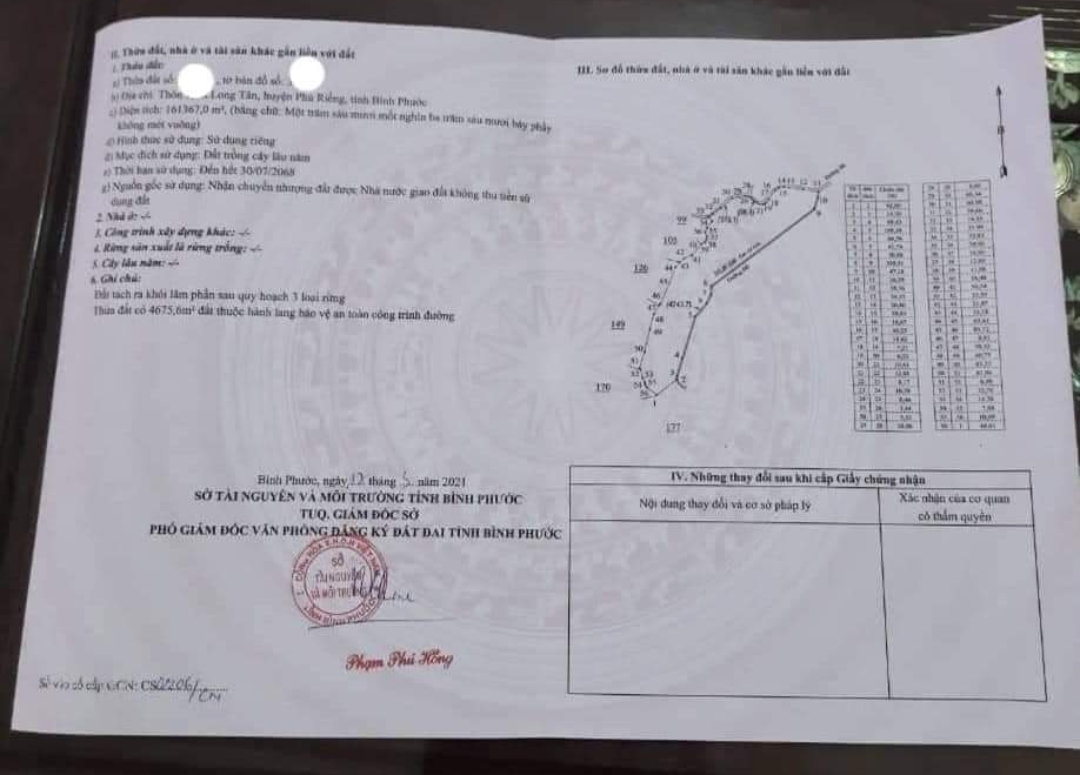 Bán đất xã Long Tân dt 16ha giá 2,3tỷ/ha
