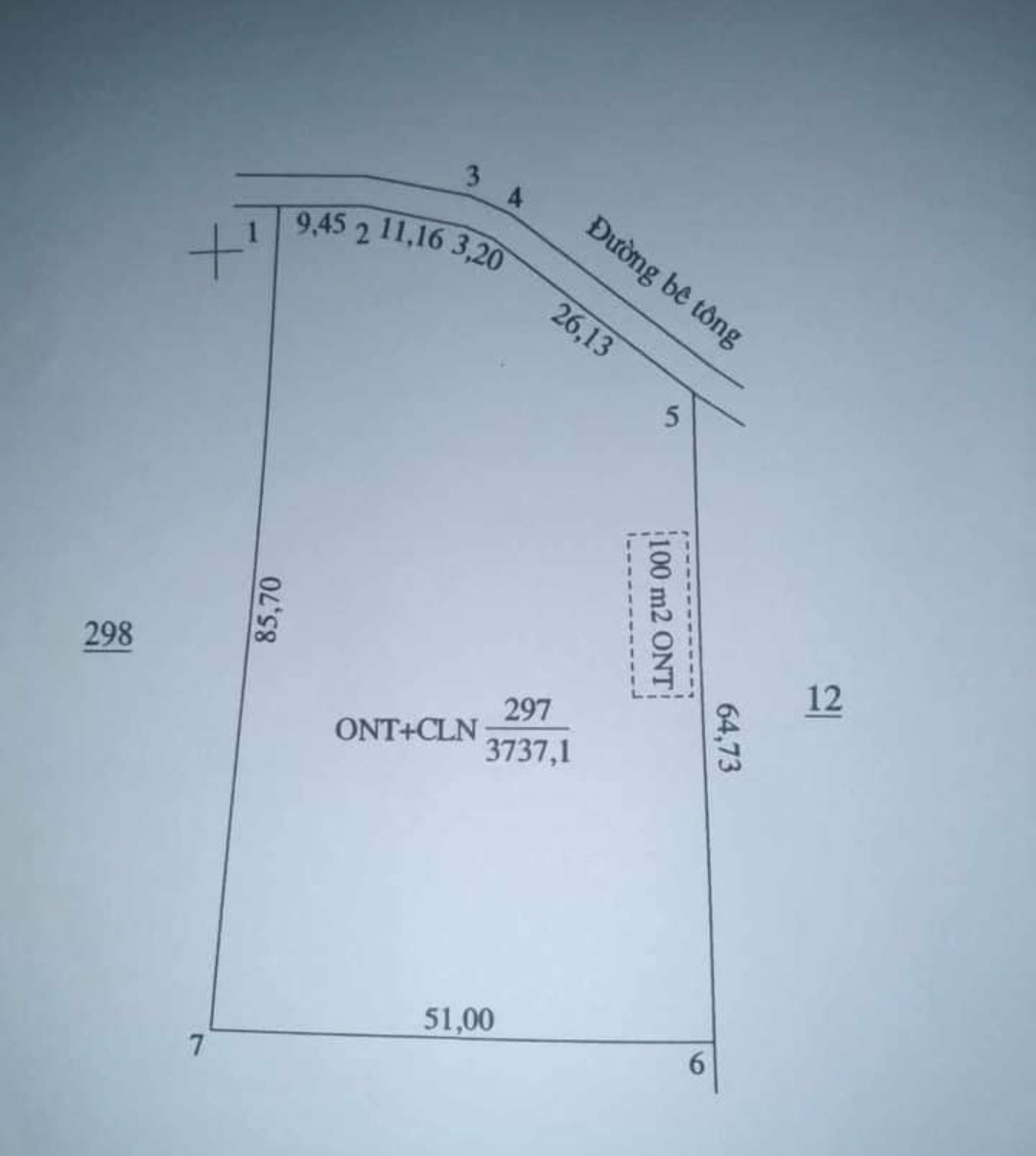Bán đất xã Long Tân dt 50*65*100tc giá 22tr/m