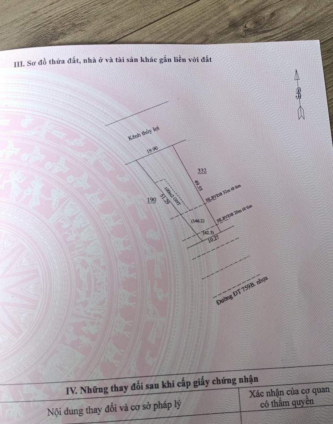 Bán đất xã Thanh Hòa dt 10*51*100tc giá 1,9tỷ
