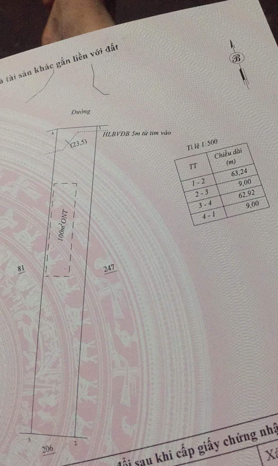 Bán đất xã Phước Minh dt 9*62*100tc giá 500tr