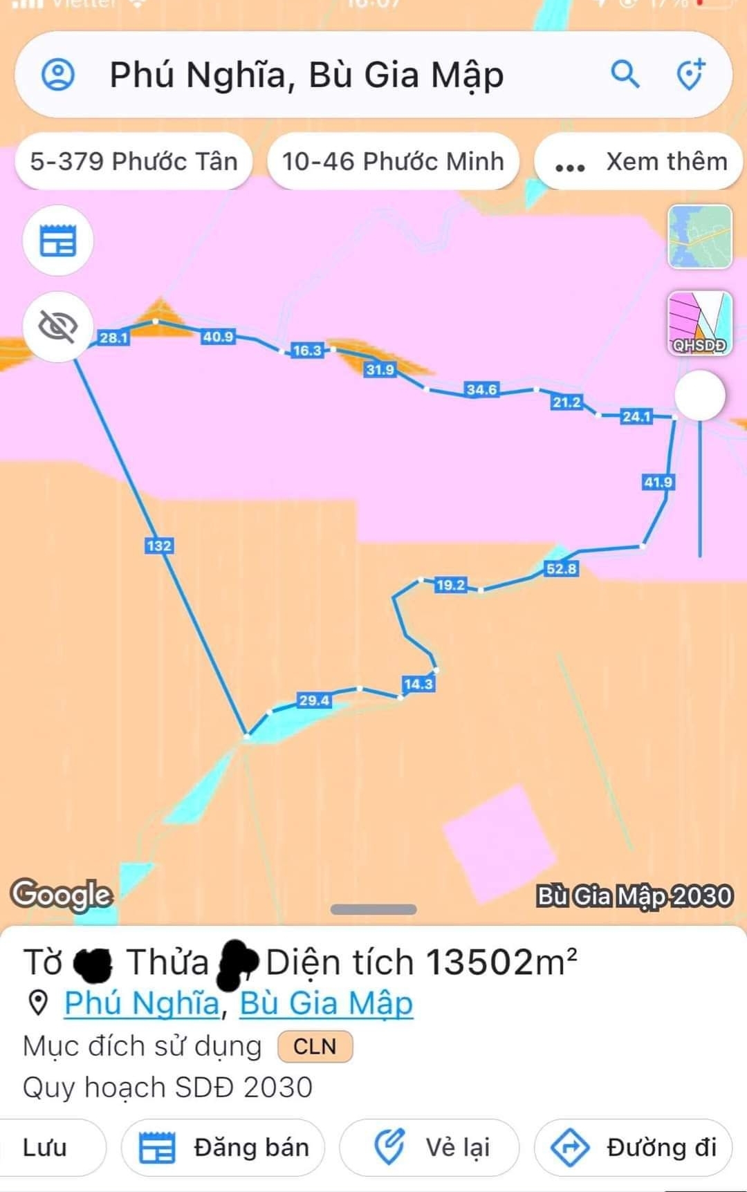 Bán đất xã Phú Nghĩa dt 1,35ha giá 2tỷ50tr