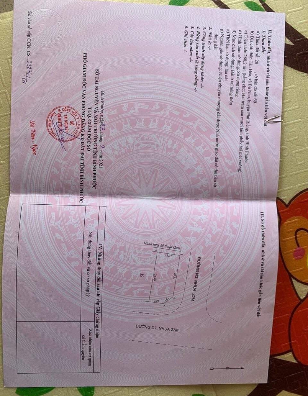 Bán đất xã Bù Nho dt 11*24 giá 2,5tỷ