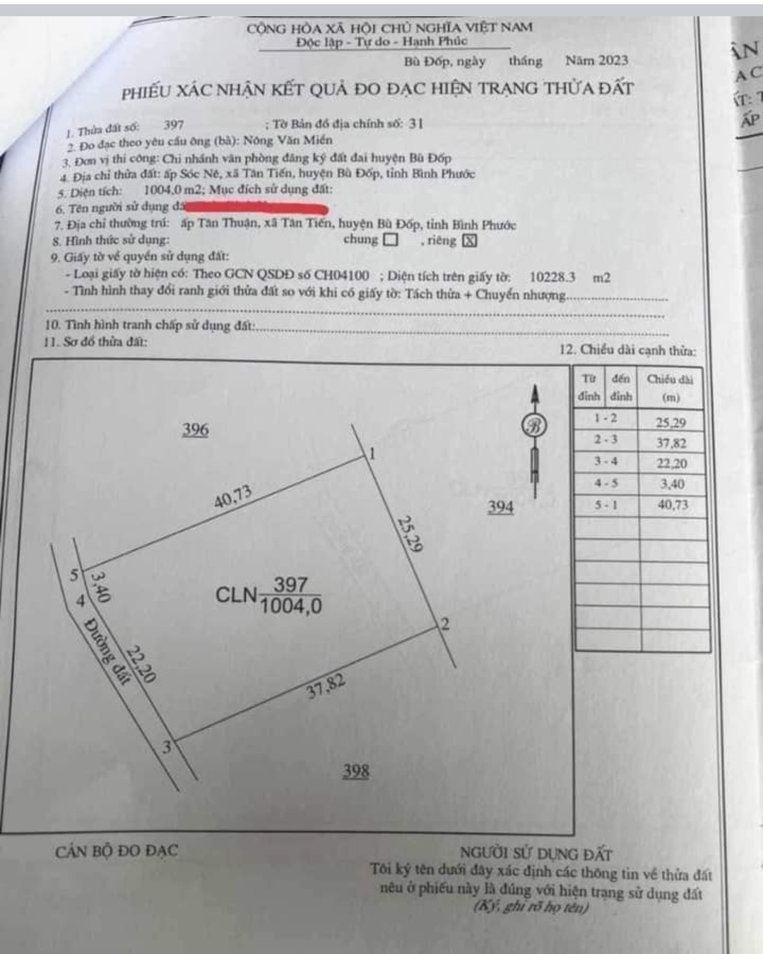 Bán đất xã Tân Tiến dt 25*37 giá 220tr