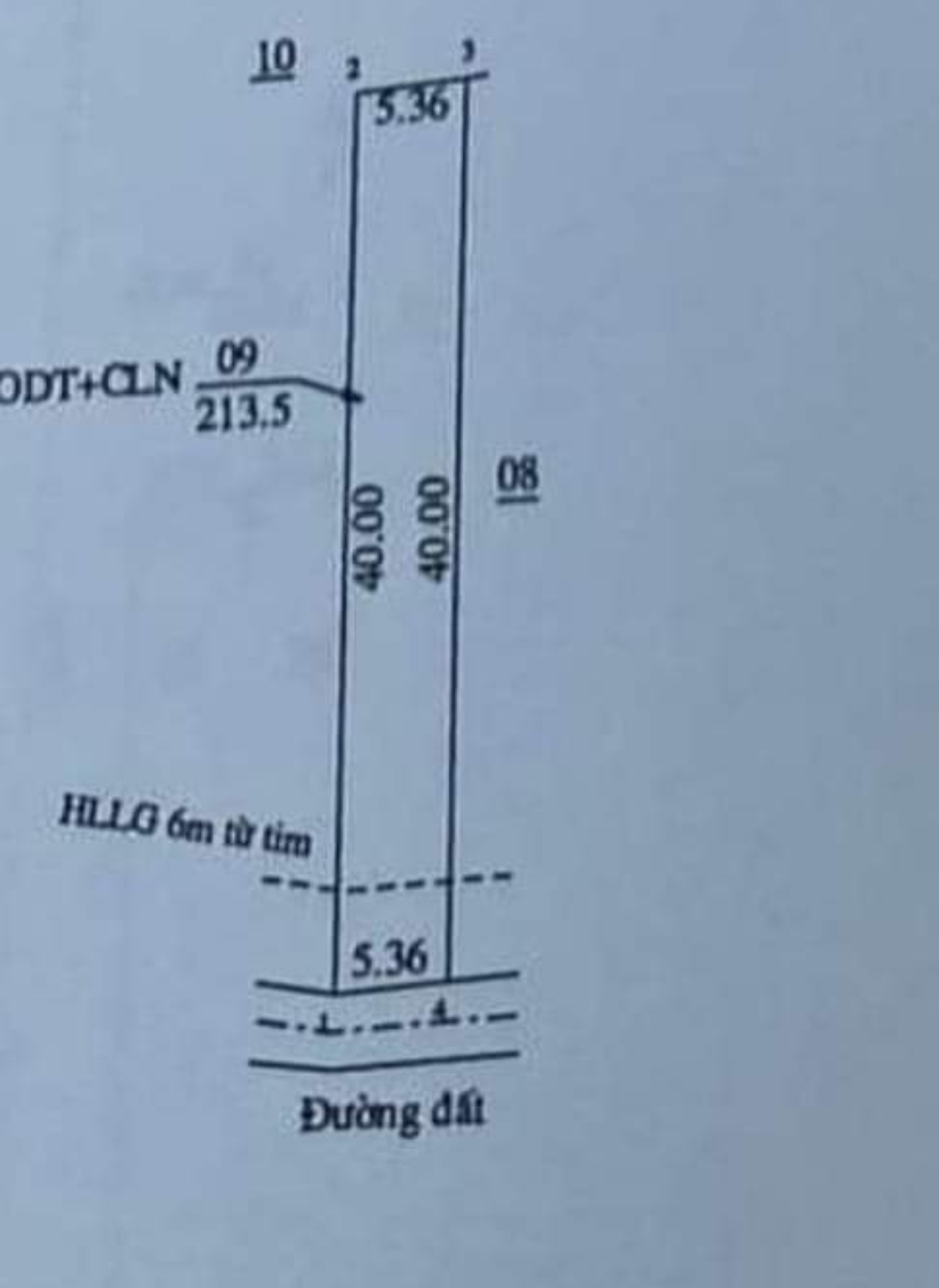 Bán đất Thị trấn Thanh Bình dt 5,36*40*50tc giá 150tr