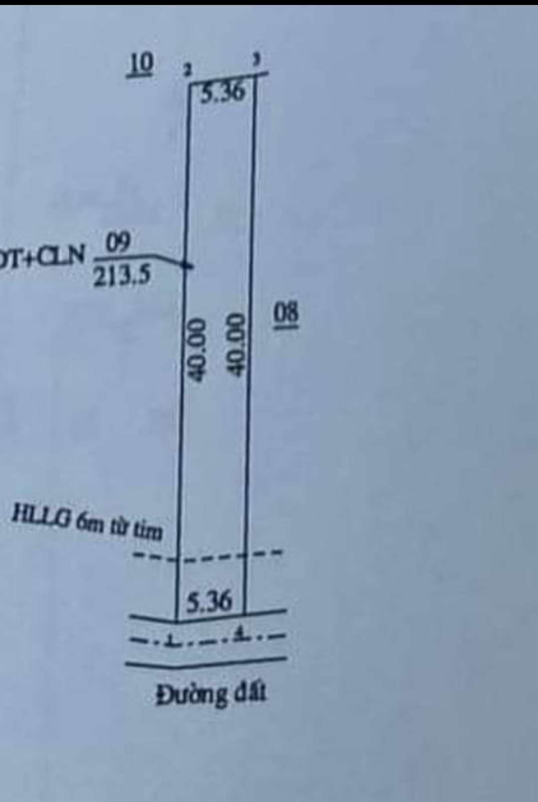 Bán đất Thị trấn Thanh Bình dt 5,36*40*50tc giá 150tr