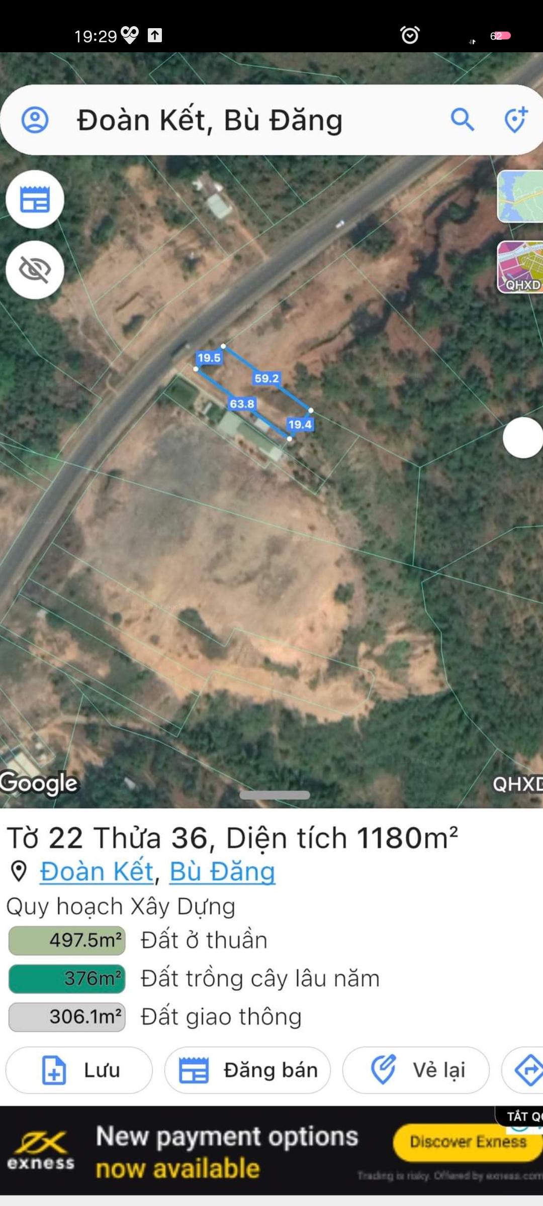 Bán đất Thị trấn Đức Phong dt 19*59 giá 160tr/m