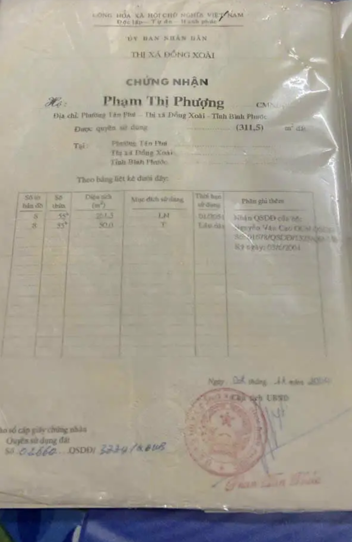 Bán đất phường Tân Phú giá 650tr dt 6×55×50tc