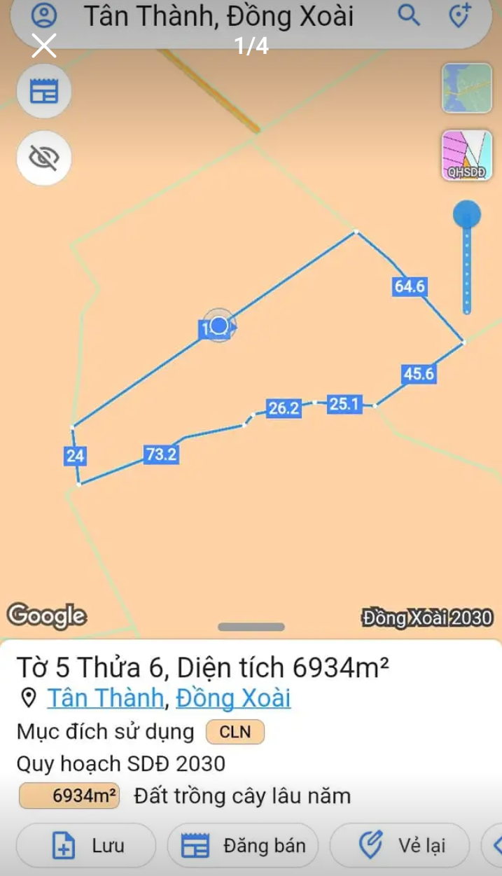 Bán đất xã Tân Thành giá 1tỷ050 dt 6sào9