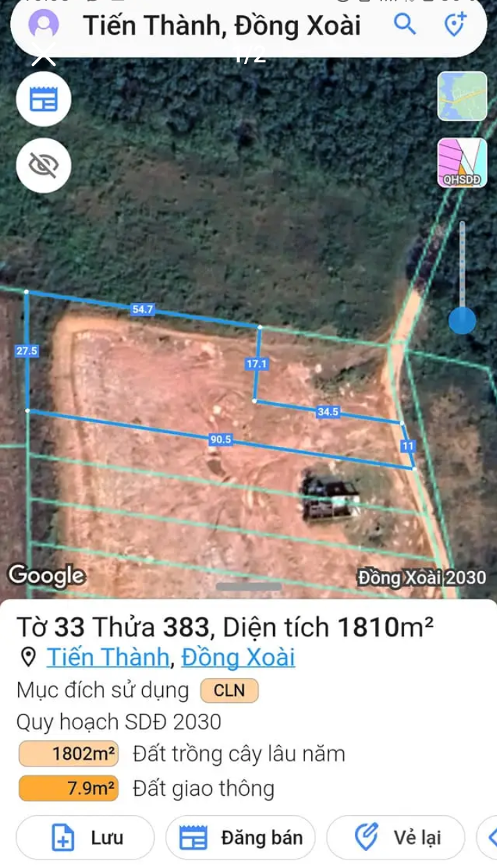 Bán đất phường Tiến Thành giá 1tỷ500 dt 1sào8