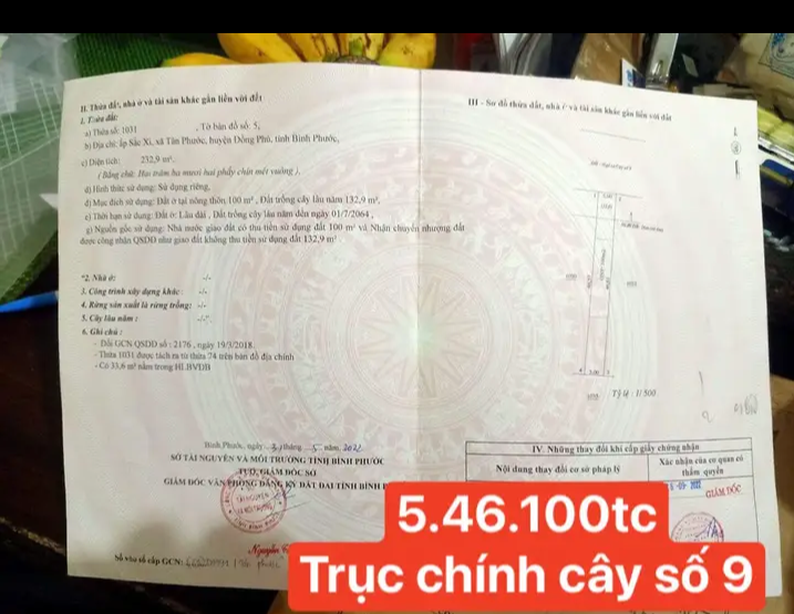 Bán đất xã Tân Phước giá 660tr dt 5×46×100tc