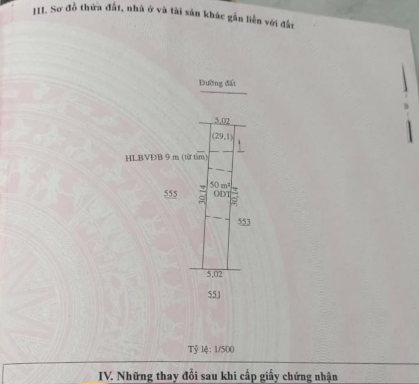 Bán đất phường An Lộc giá 550tr dt 5×30