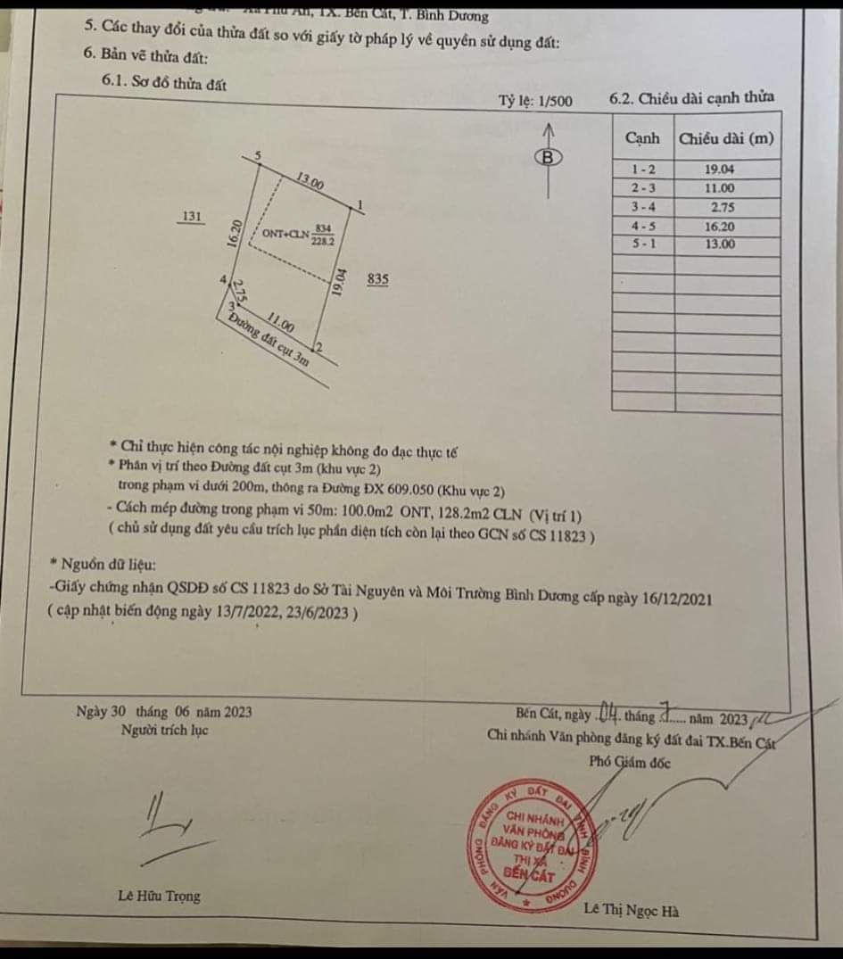 Bán đất Phú An giá 1tỉ5 dt 13*19*100tc