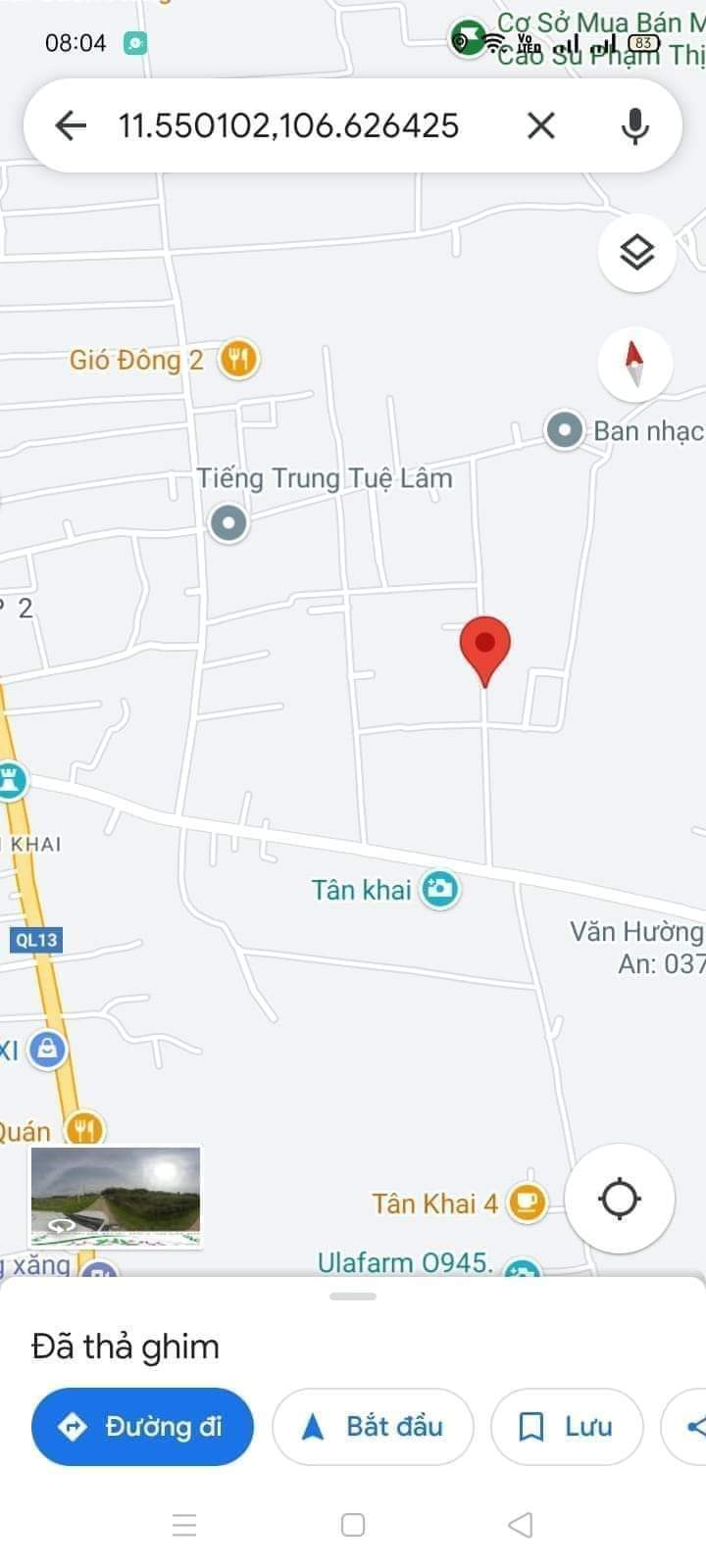 Bán đất tt Tân Khai giá 1tỷ6 dt 10×122×100tc