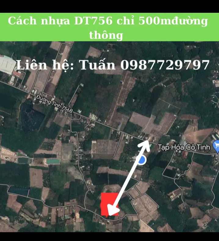 Bán đất tt Tân Khai giá 360tr dt 5×55×50tc