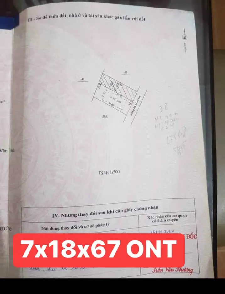 Bán đất tt Tân Phú giá 650tr dt 7×18×67tc