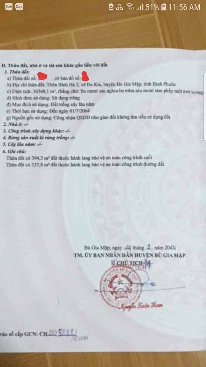 Bán đất xã Đa Kia giá 3tỷ3 dt 3ha6