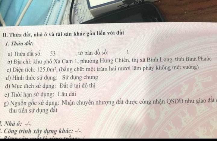 Bán đất phường Hưng Chiến giá 1 tỷ 200tr dt 6×20