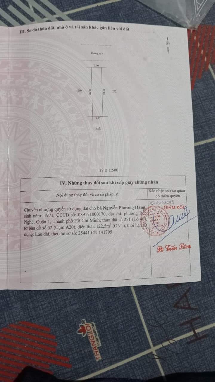 Bán đất khu phố 3 phường Minh Hưng giá 795tr dt 5×24×full tc