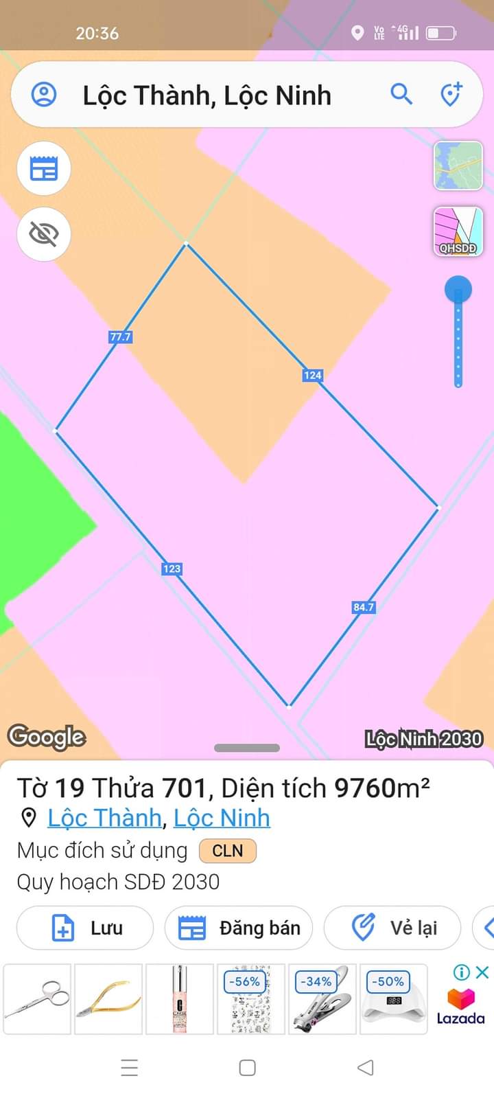 Bán đất xã Lộc Thành giá 3tỷ6 dt 2ha