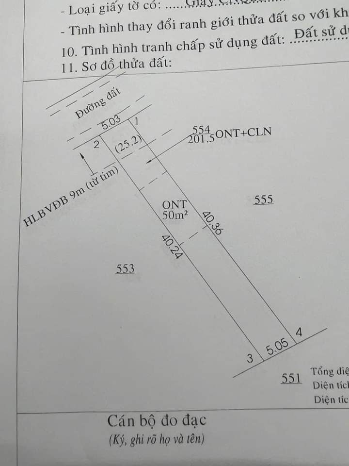 Bán đất xã Thanh Lương giá 230tr dt 5×40×50tc