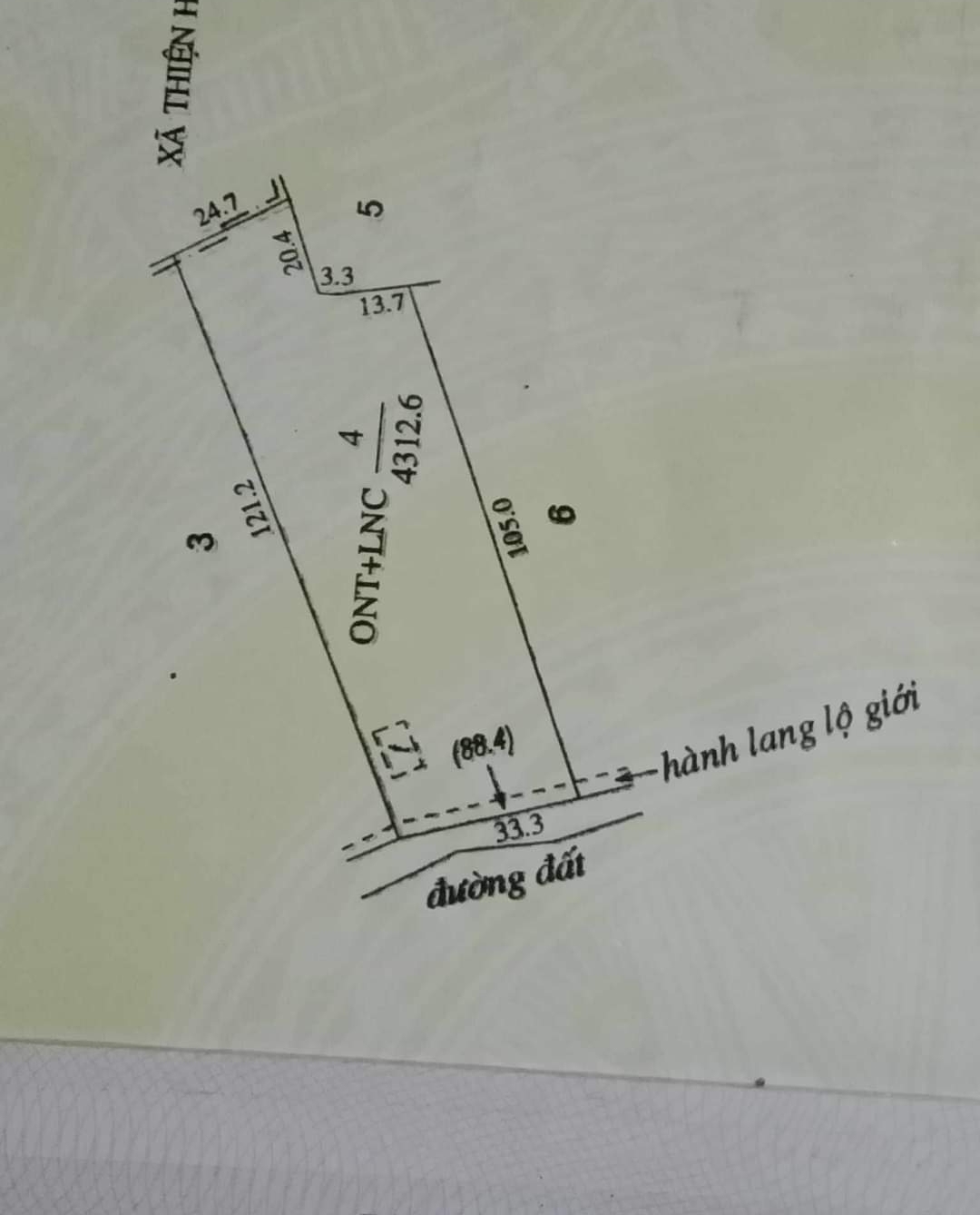 Bán đất xã Thanh Hòa dt 47*121*200tc giá 42tr/m