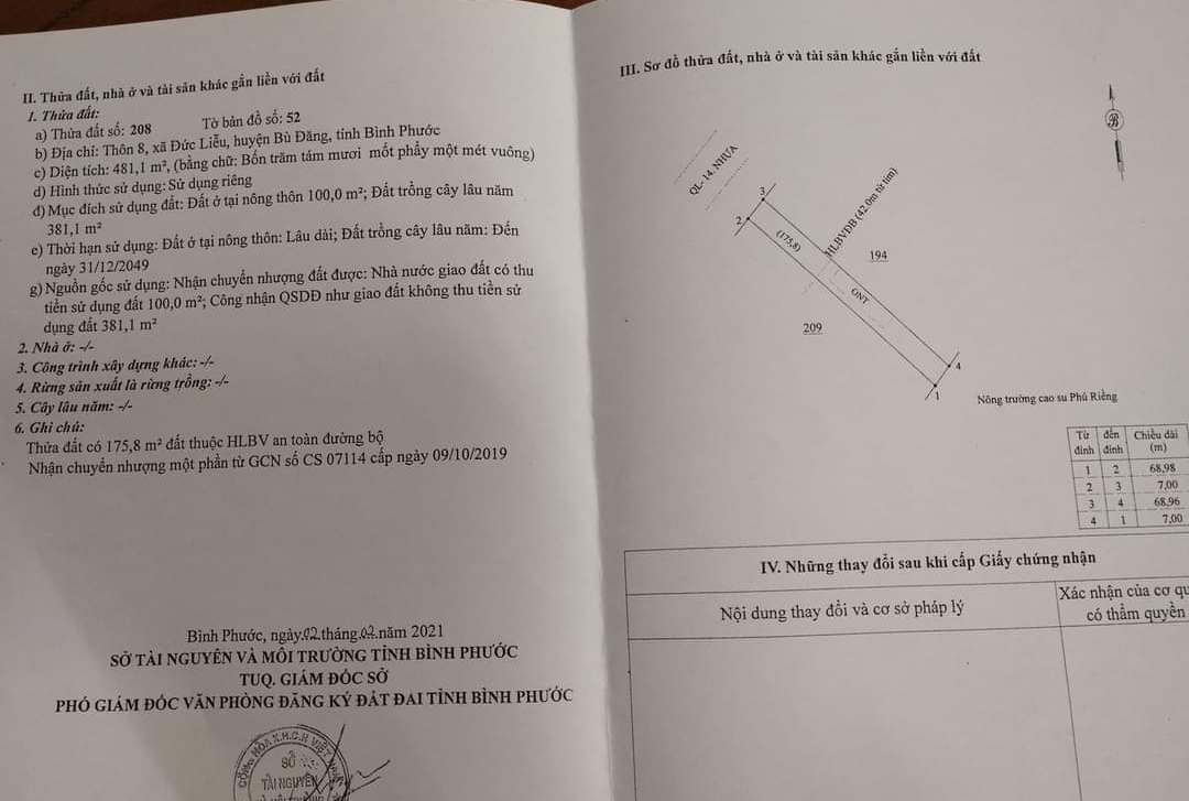Bán đất xã Đức Liễu giá 7*68*100tc giá 1,3tỷ