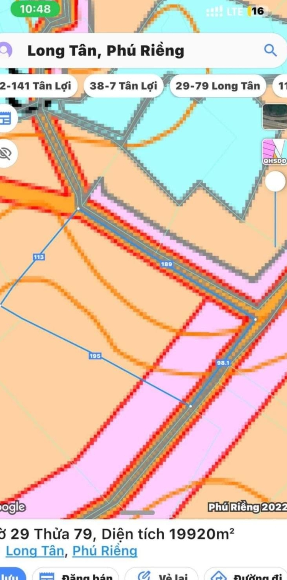 Bán đất xã Long Tân dt 2ha giá 5,5tỷ