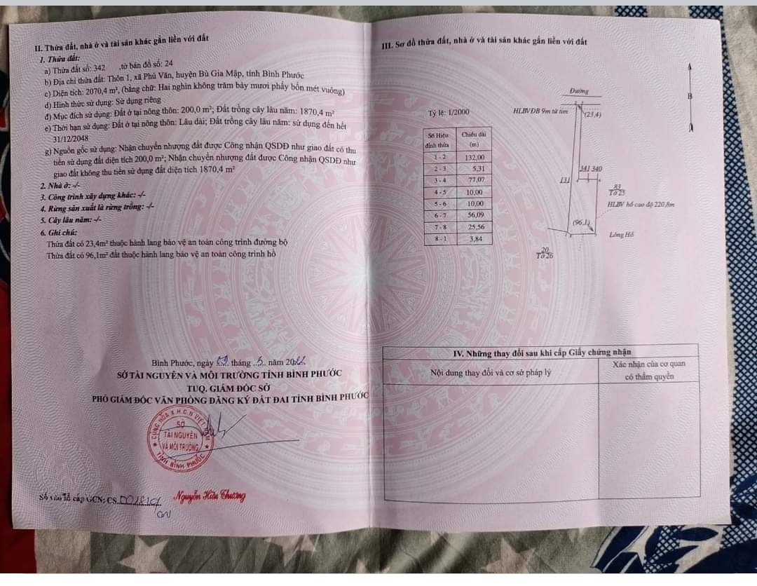 Bán đất xã Phú Văn dt 2xào giá 600tr