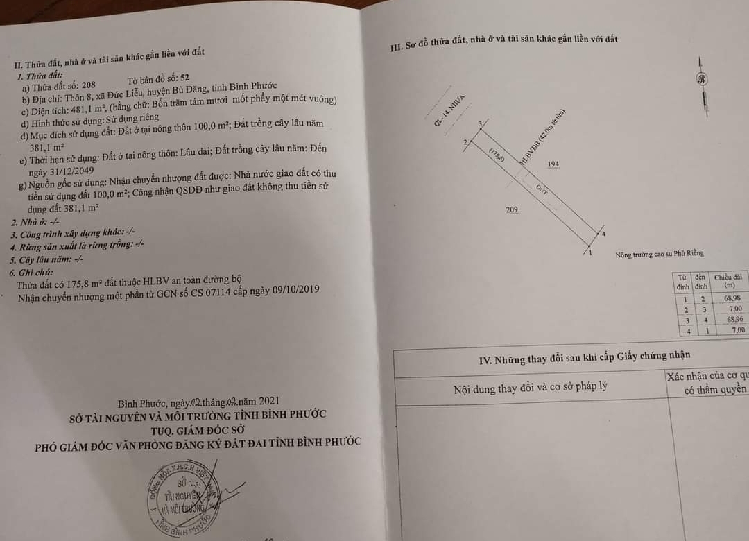 Bán đất xã Đức Liễu giá 7*68*100tc giá 1,3tỷ