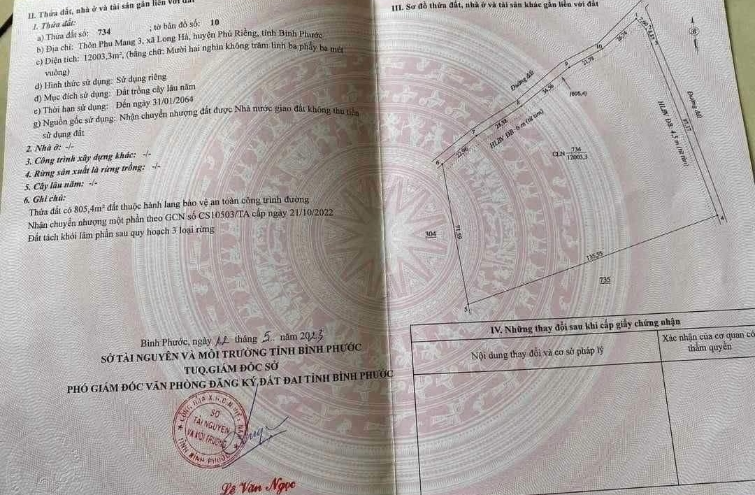 Bán đất xã Long Hà dt 1,2ha giá 1tỷ/ha
