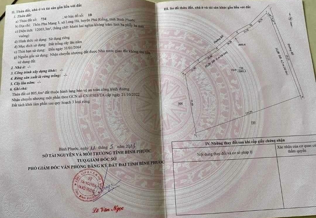 Bán đất xã Long Hà dt 1,2ha giá 1tỷ/ha