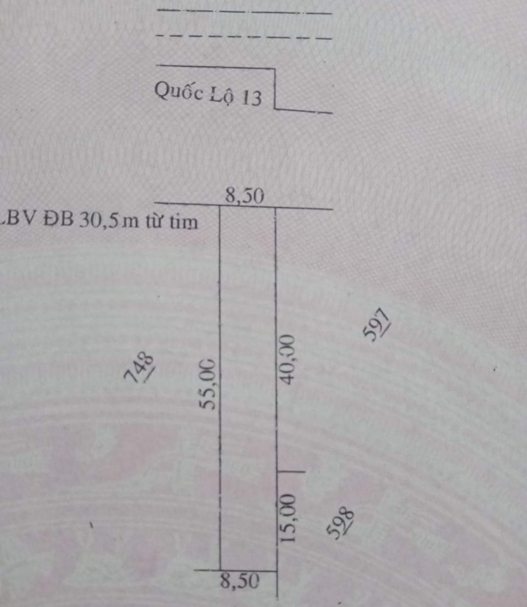 Bán đất xã Thanh Lương dt 8,5*55*100tc giá 3,5tỷ