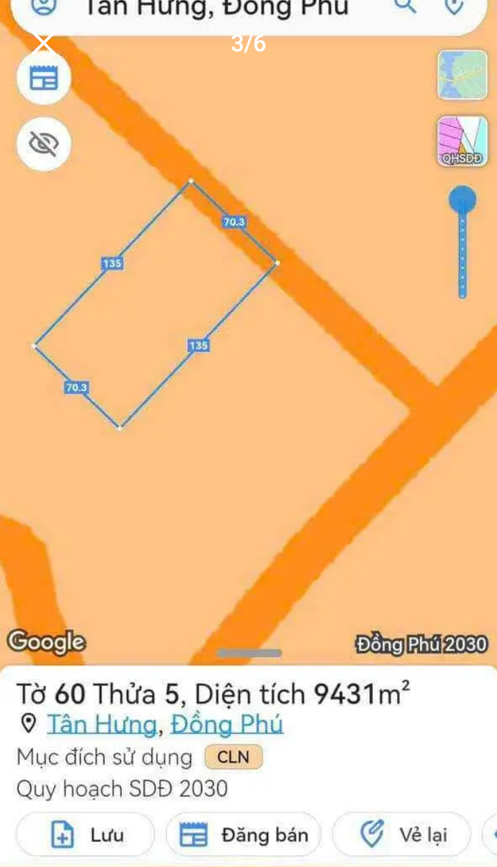 Bán đất xã Tân Hưng giá 1tỷ5 dt 1ha