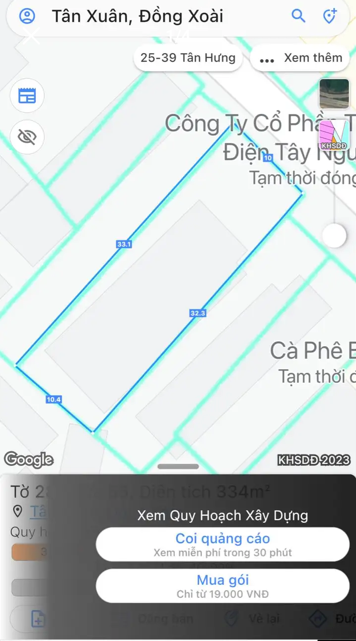 Bán đất phường Tân Xuân giá 3tỷ160 dt 10×27×100tc