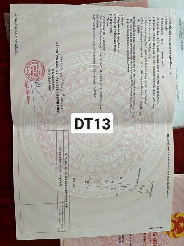 Bán đất thị trấn Tân Khai giá 850tr dt 5*50*50tc