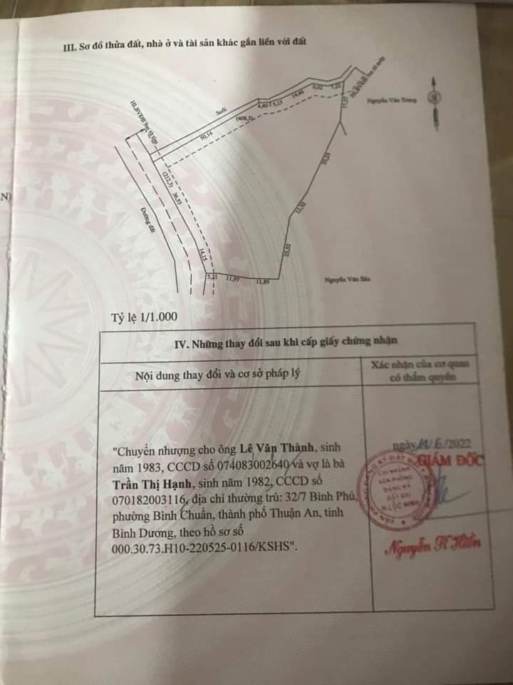 Bán đất xã Lộc Khánh giá 1tỷ dt 3xào