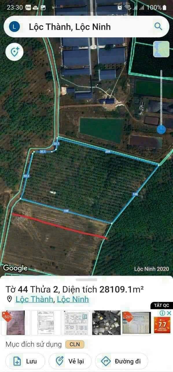 Bán đất xã Lộc Thành giá 4tỷ6 dt 3ha2