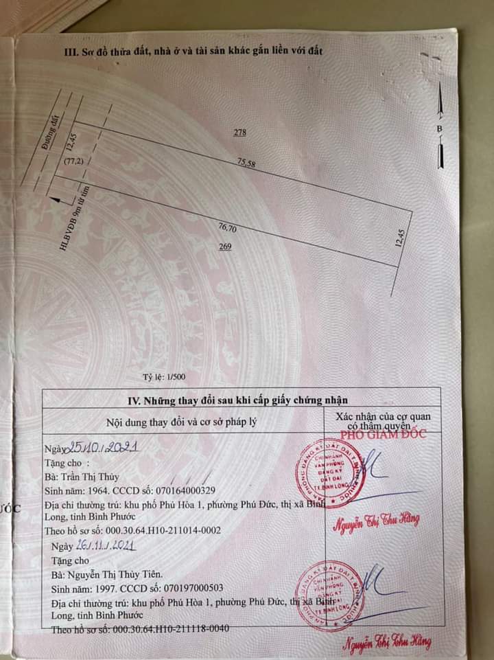 Bán đất phường Phú Đức giá 1tỷ dt 1xào