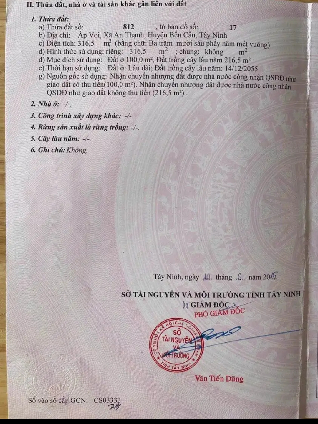 Bán nhà xã An Thạnh dt 10*32*100tc giá 1,6tỷ